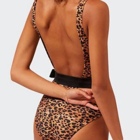 NWT SOLID & STRIPED The Annemarie Belt Leopard Print Swimsuit - Picture 2 of 6